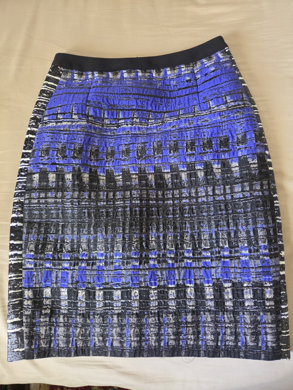 LK Bennett Cobalt Blue and Black Graphic Pencil Skirt